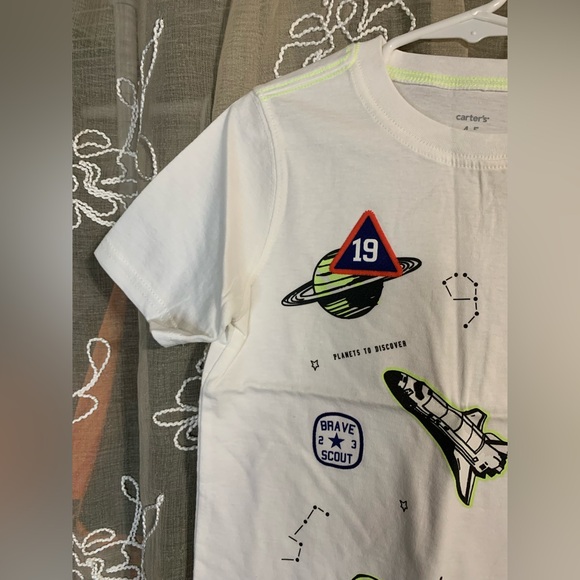 Kids Carter’s White Spaceship Graphic T Shirt - Picture 4 of 11
